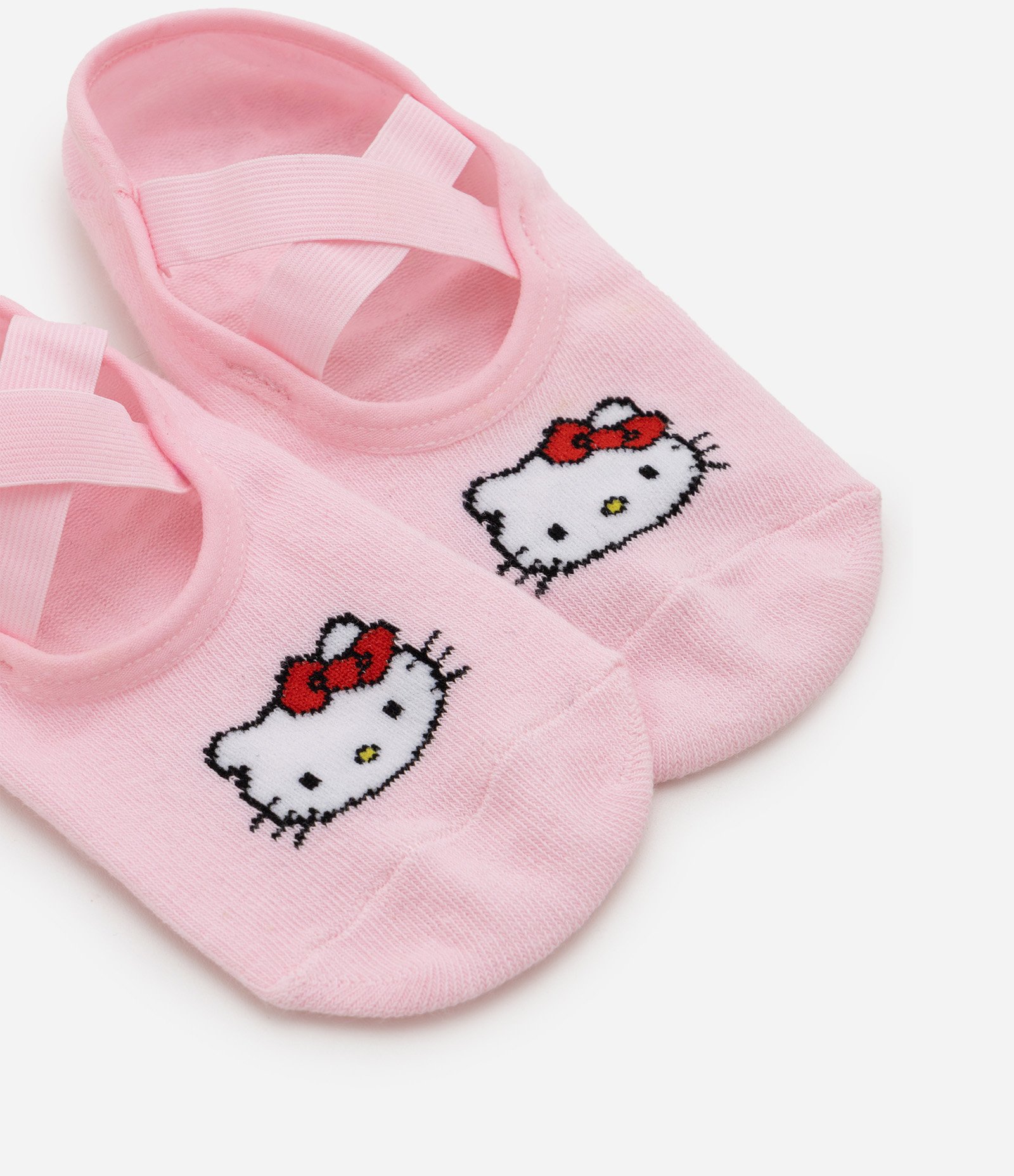 Meia Sapatilha Antiderrapante Hello Kitty com Tiras Cruzadas Rosa 7