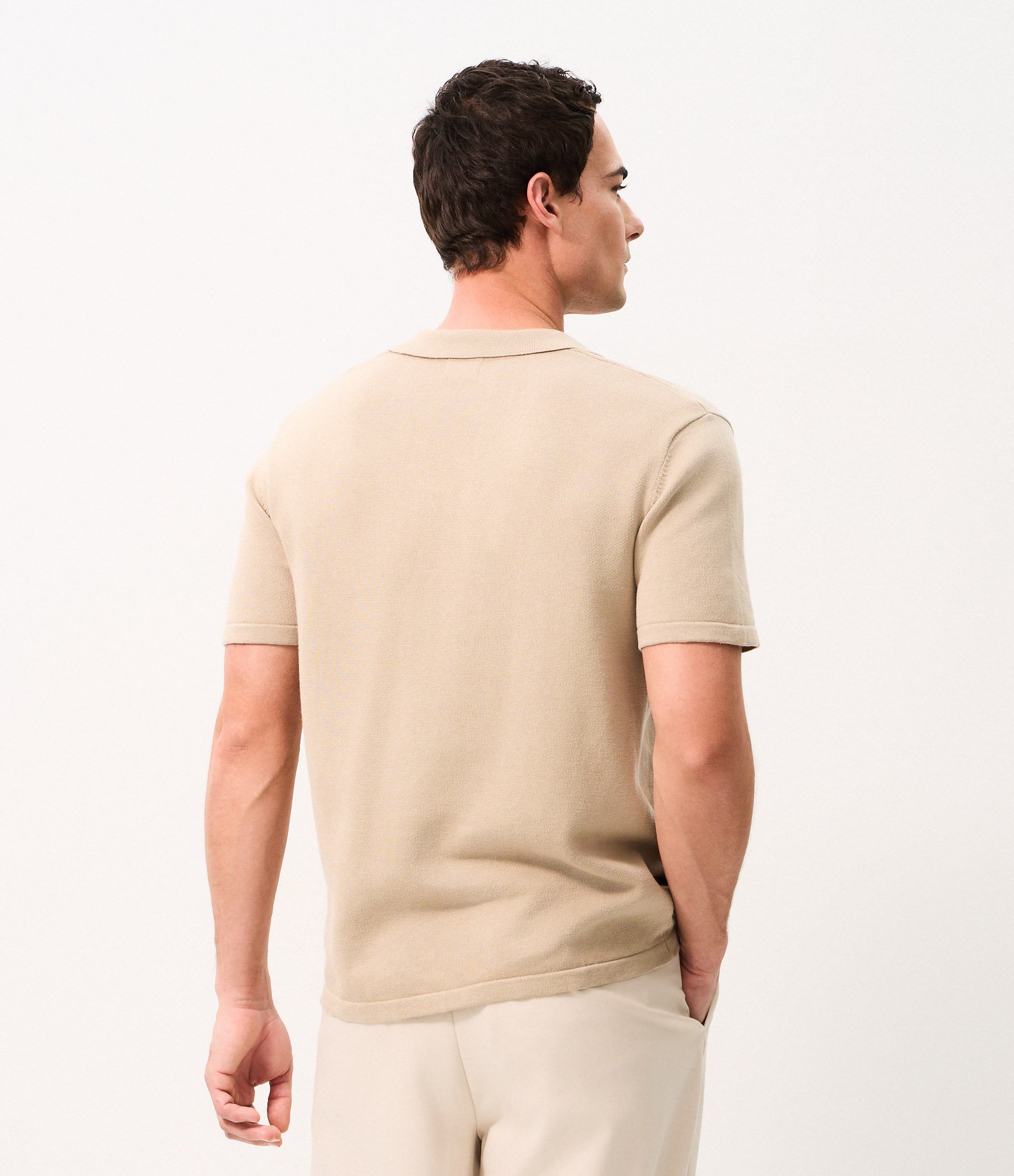 Polo Boxy Tricô Texturizada Algodão Bege 3
