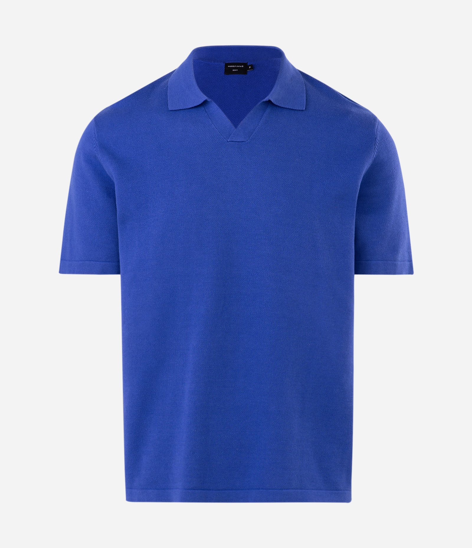 Polo Boxy Tricô Texturizada Algodão Azul 5