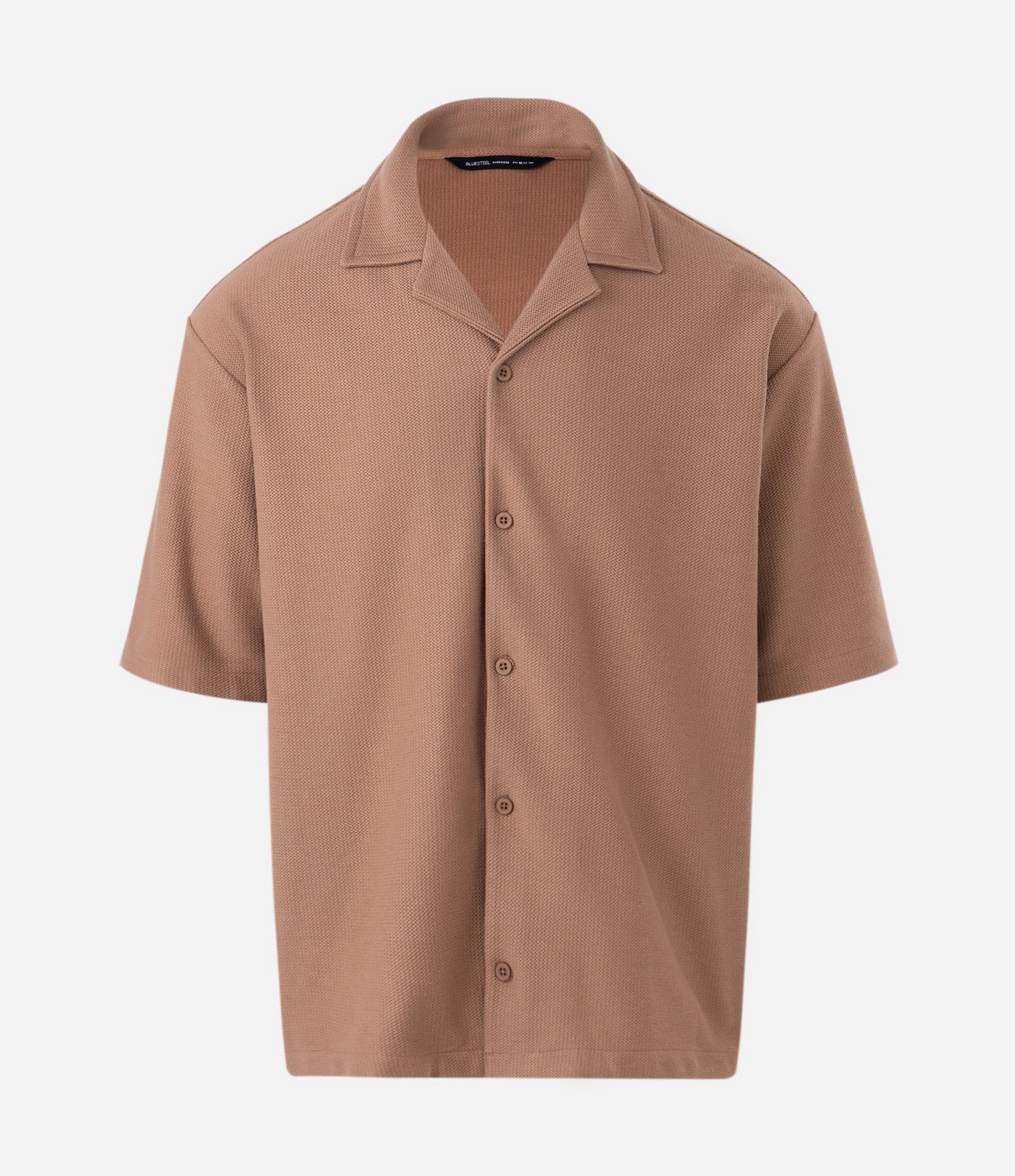 Camisa Boxy Manga Curta Texturizada Marrom 5