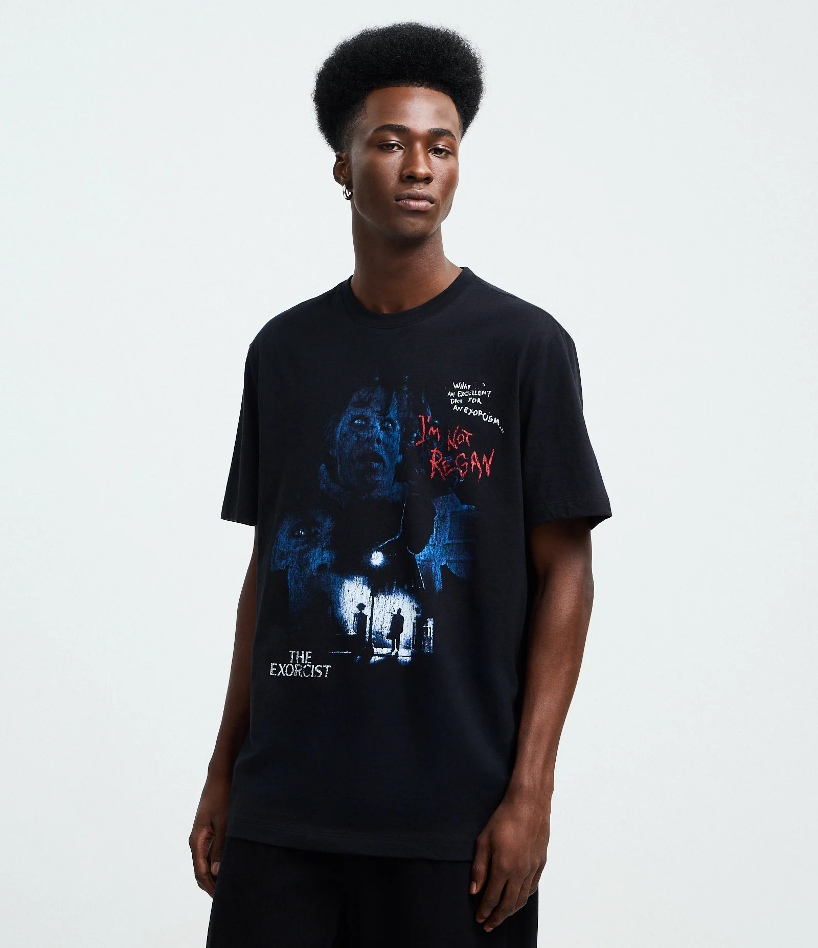 Camiseta Manga Curta em Algodão com Estampa O Exorcista Preto 1