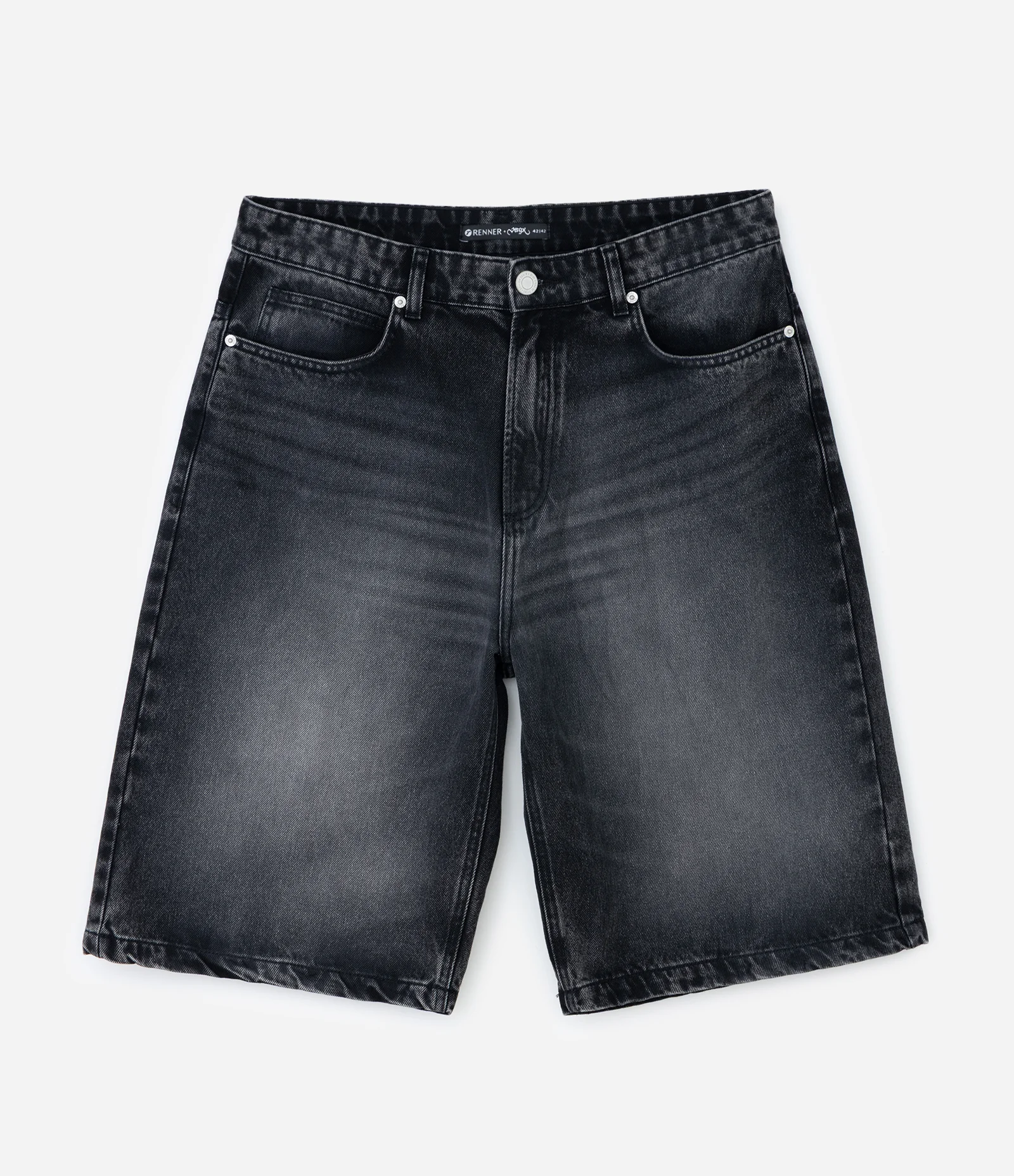 Bermuda Baggy Relaxed em Jeans com Bolso Duplo Veigh Preto 7