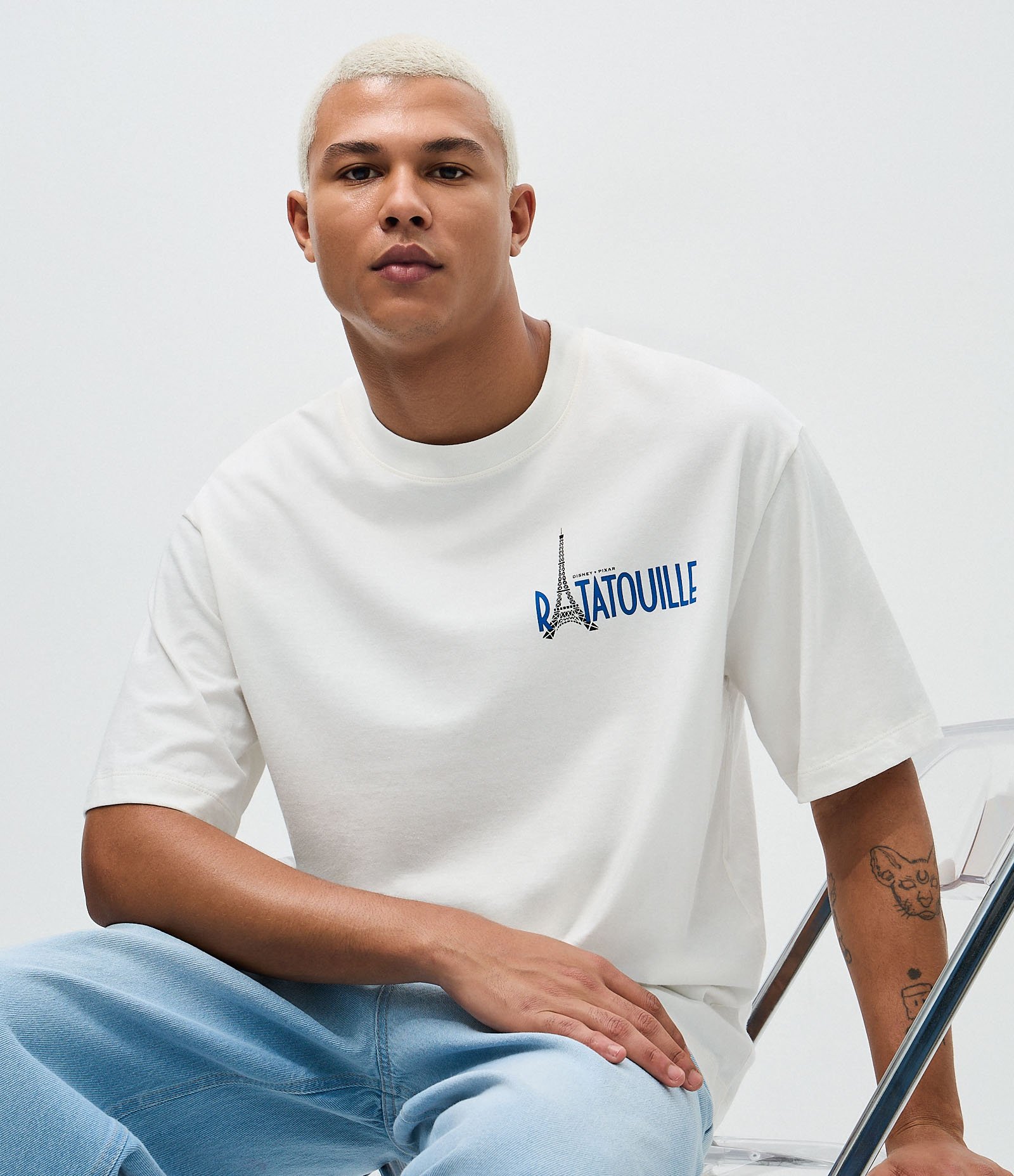 Camiseta Boxy Manga Curta em Algodão Estampa Ratatouille Branco 3