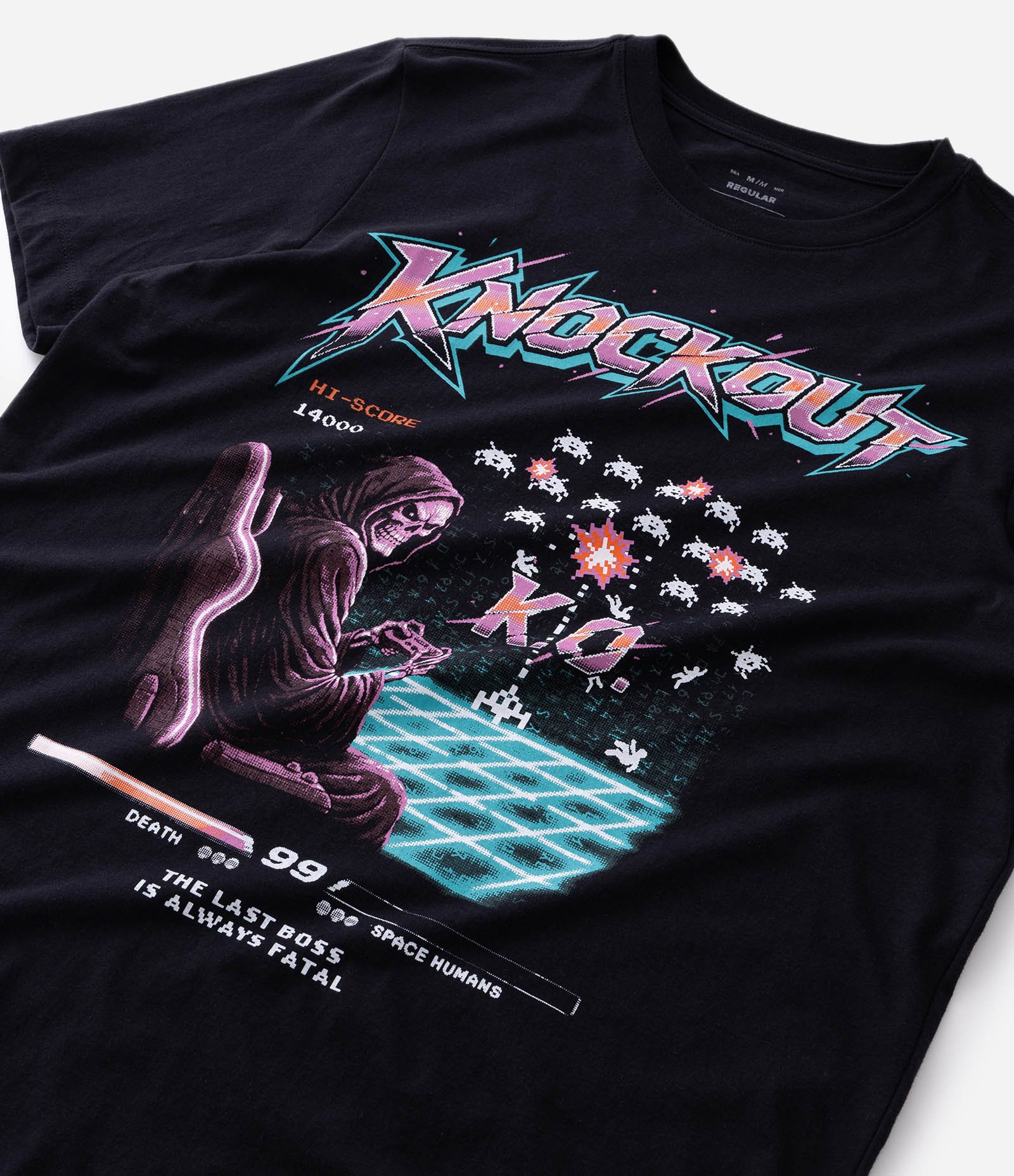 Camiseta Manga Curta em Algodão com Estampa Knockout Preto 4