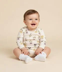 Body Infantil com Estampa Floral – Tam 0 a 18 Meses