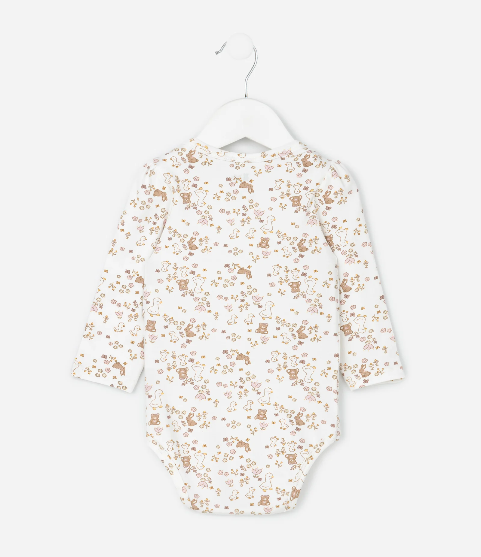 Body Infantil com Estampa de Animais e Flores – Tam RN a 18 Meses Off White 2