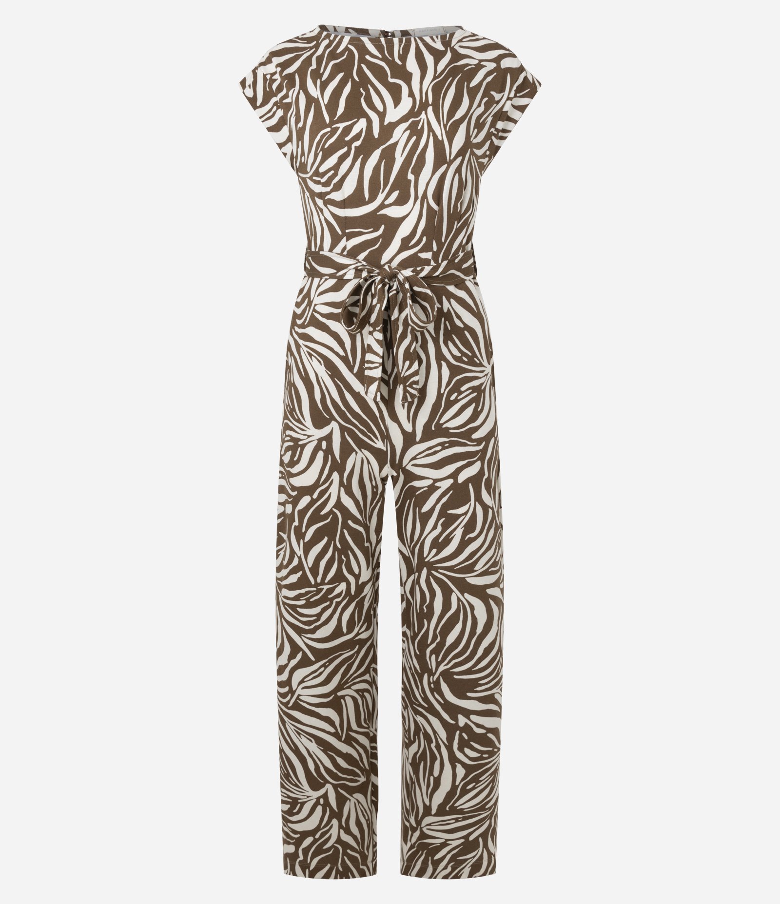 Macacão em Piquet com Estampa Abstrata e Cinto Marrom 6