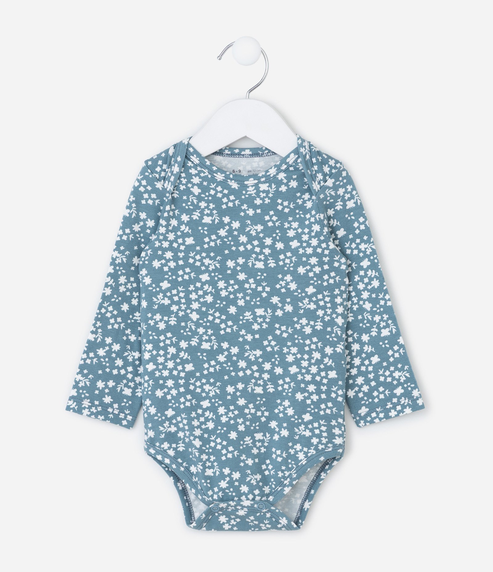Body Infantil Manga Longa com Estampa Floral Liberty – Tam 0 a 18 Meses Azul 2