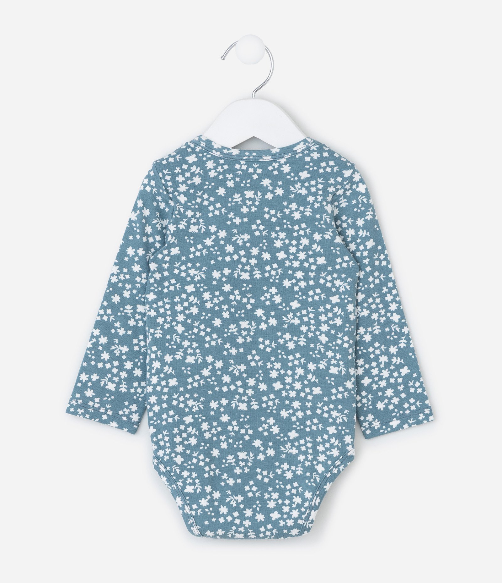 Body Infantil Manga Longa com Estampa Floral Liberty – Tam 0 a 18 Meses Azul 3