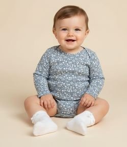 Body Infantil Manga Longa com Estampa Floral Liberty – Tam 0 a 18 Meses