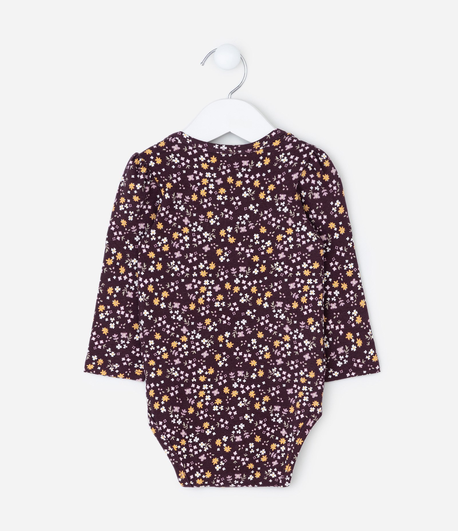 Body Infantil com Estampa Floral Liberty – Tam 0 a 18 Meses Vinho Escuro 2