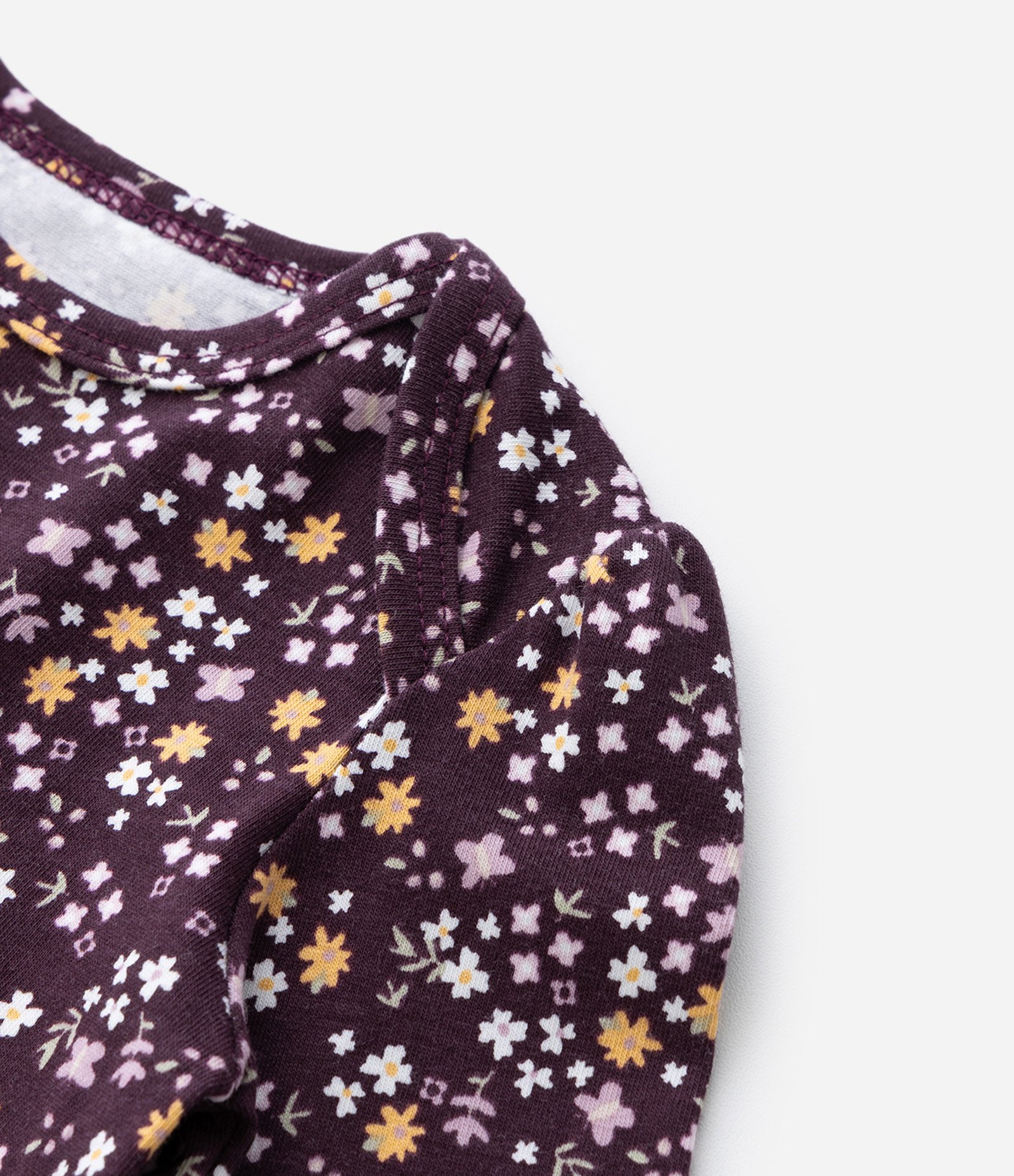 Body Infantil com Estampa Floral Liberty – Tam 0 a 18 Meses Vinho Escuro 6