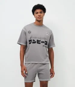 Pijama Curto em Algodão com Estampa One Piece