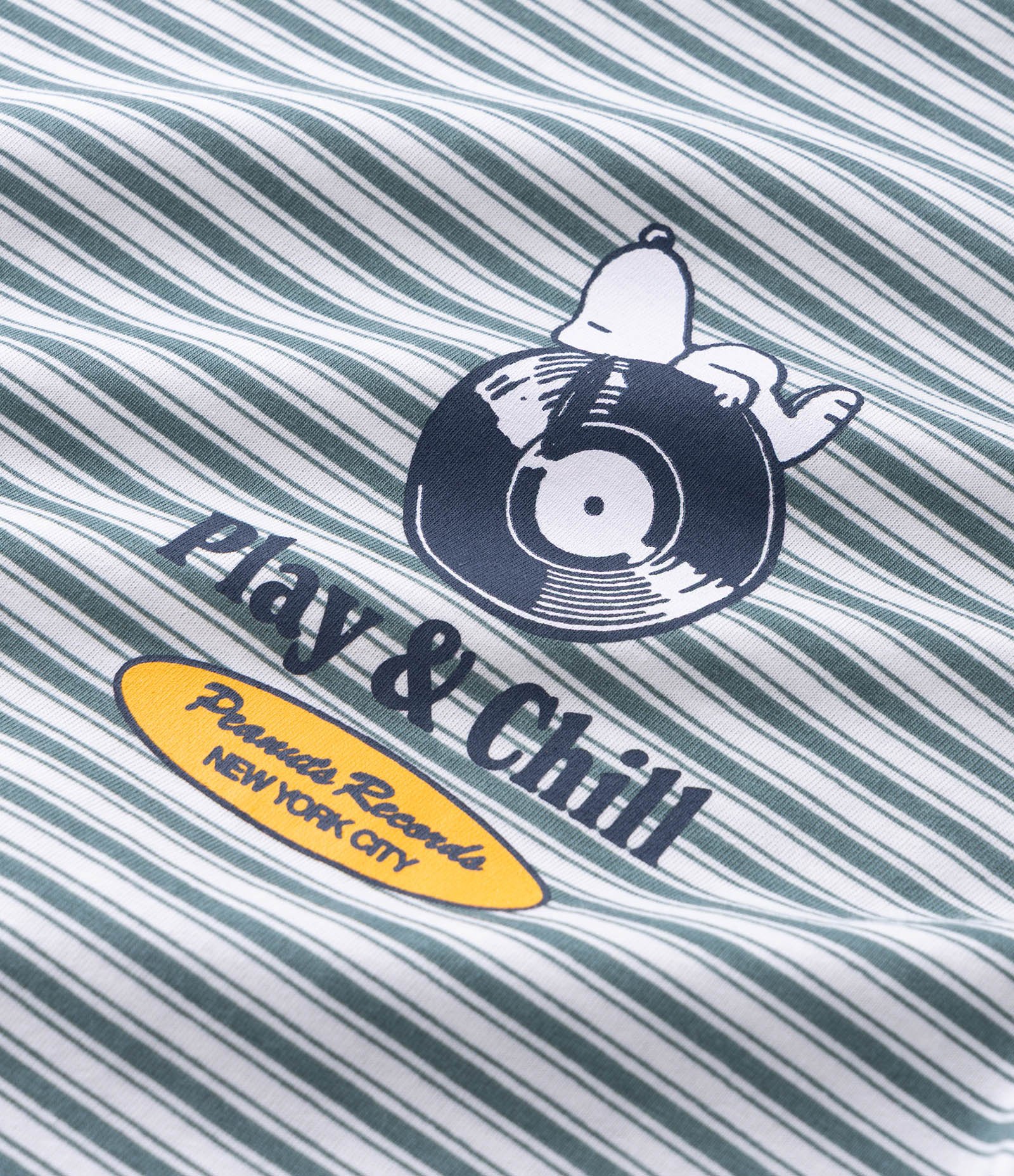 Pijama Curto em Algodão Listrado com Estampa Peanuts Records (Snoopy) e Bermuda de Pijama Verde Verde 11