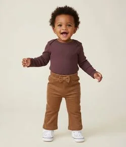 Calça Flare Infantil em Veludo Cotelê com Laço – Tam 0 a 18 Meses