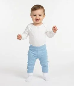 Calça Legging Infantil em Ribana com Lacinhos – Tam 0 a 18 Meses