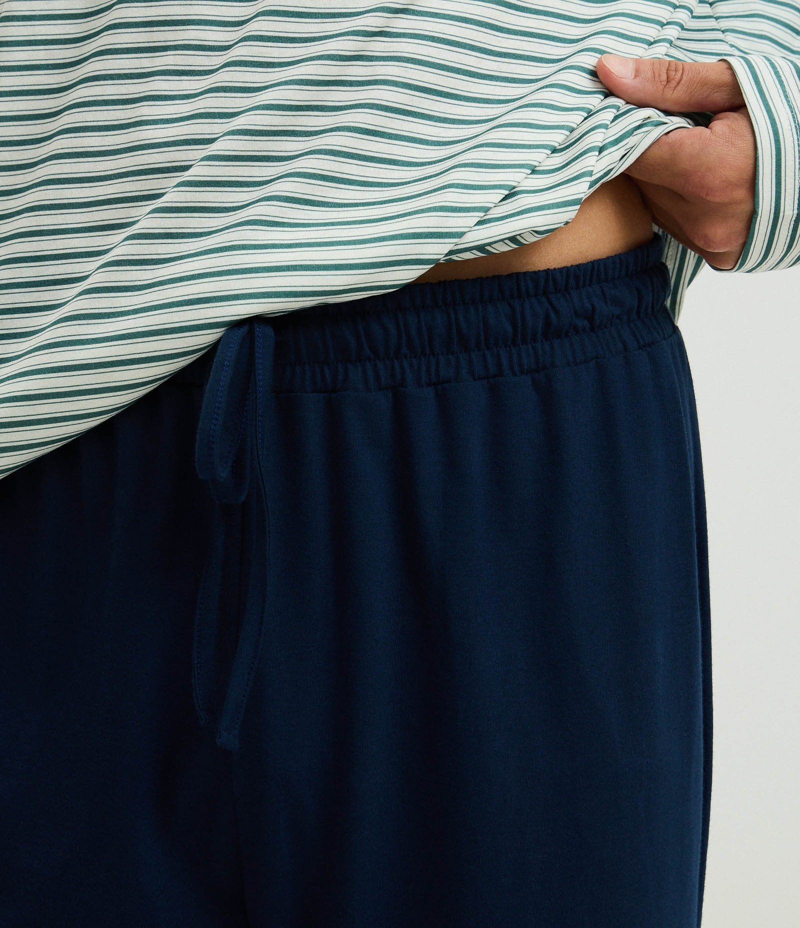 Pijama Longo em Algodão Listrado com Estampa Snoopy e Calça de Pijama Verde 3