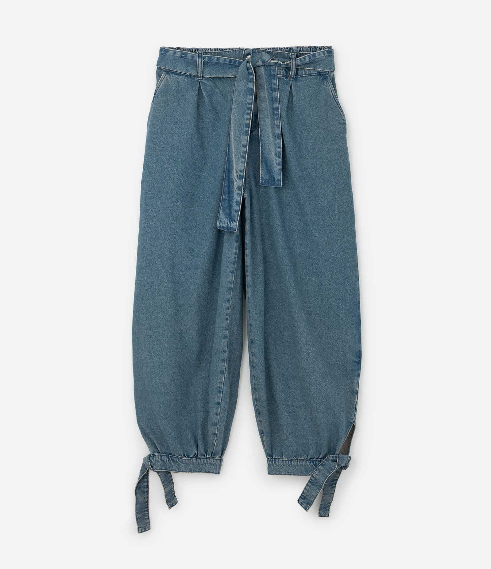 Calça Aladim em Jeans com Cinto Faixa Curve & Plus Size Azul 5