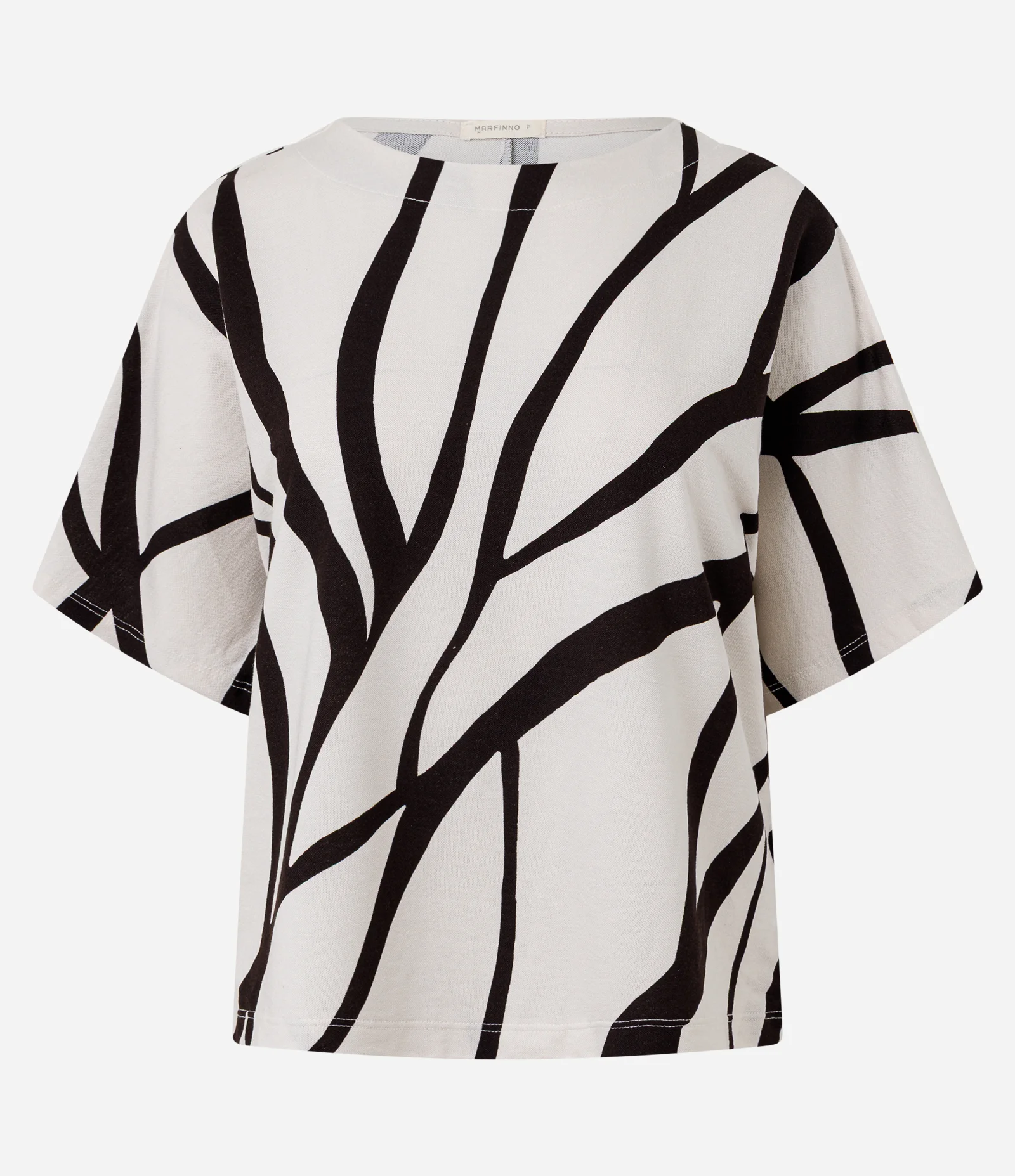 Blusa Manga Curta em Piquet com Estampa Abstrata Off White 1