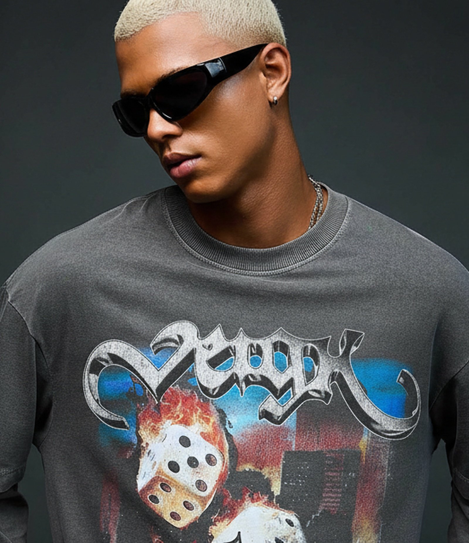 Camiseta Relaxed em Algodão com Estampa Dados Veigh Cinza 5