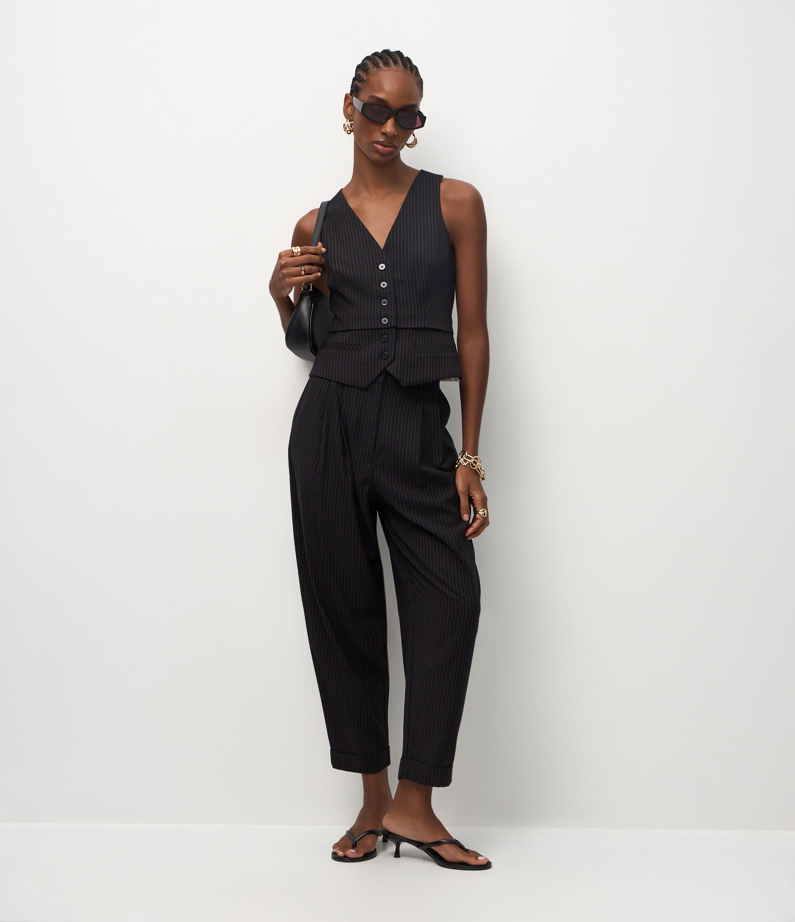 Colete Alfaiatado com Efeito de Sobreposição Preto 2