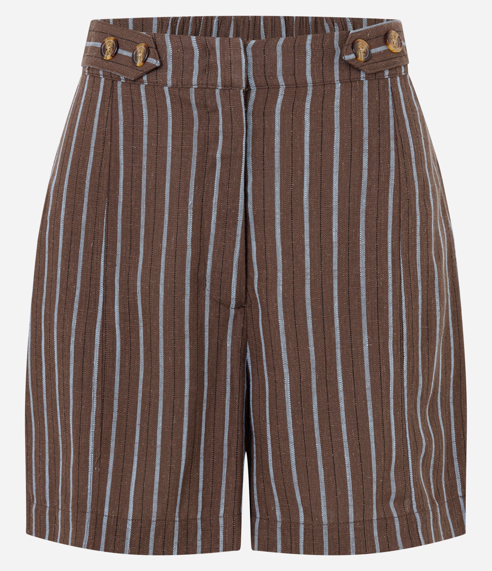 Short em Viscolinho com Estampa Listrada e Cós Elástico Marrom 5
