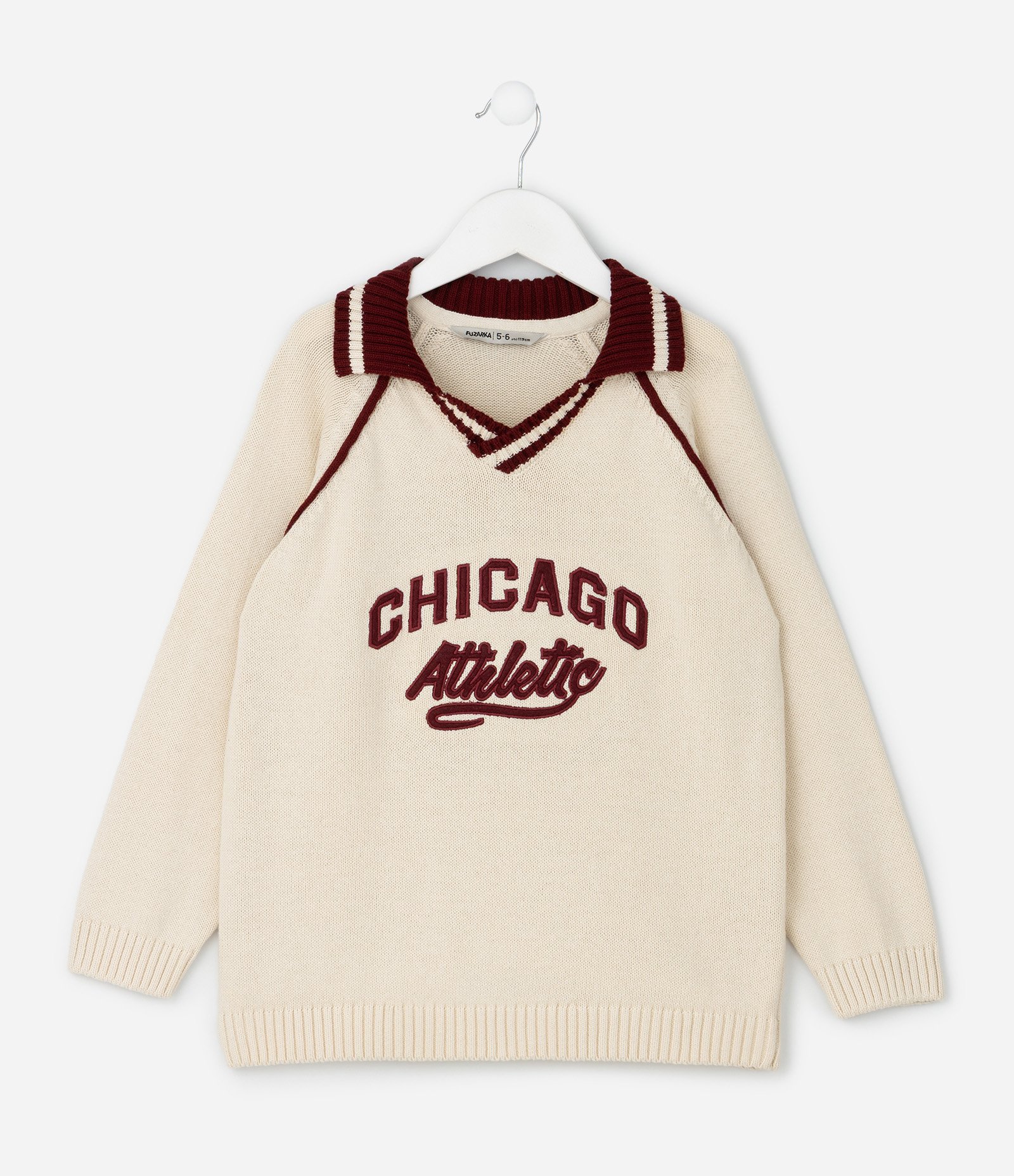 Casaco Infantil com Bordado College Texturizado – Tam 5 a 14 Anos Off White 3
