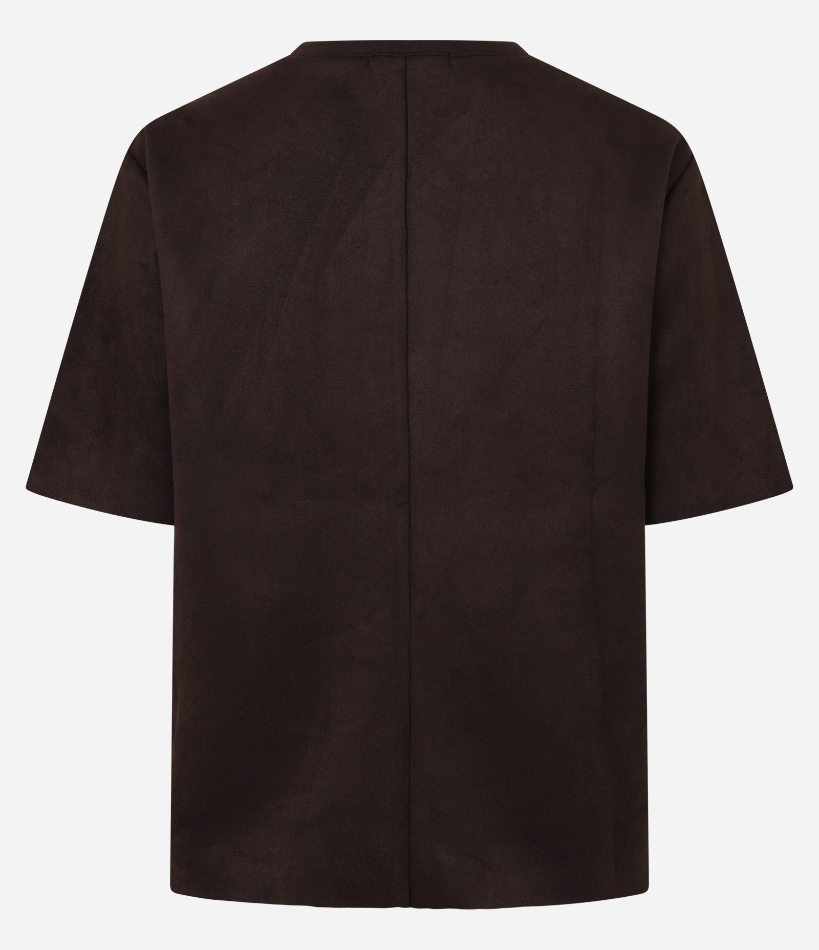 Camiseta Regular em Suede com Brilho na Gola Marrom 7