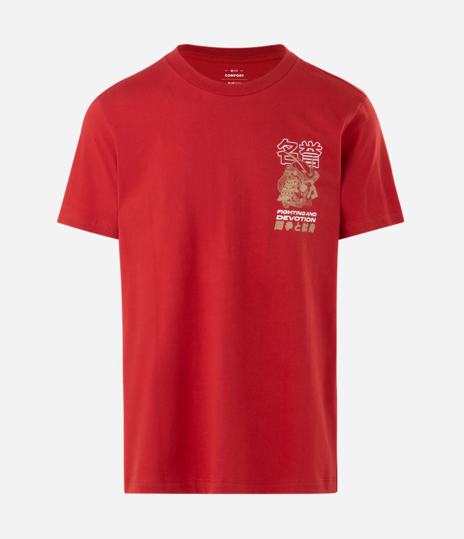 Camiseta Comfort Manga Curta em Algodão com Estampa e Lettering Fighting Vermelho 5