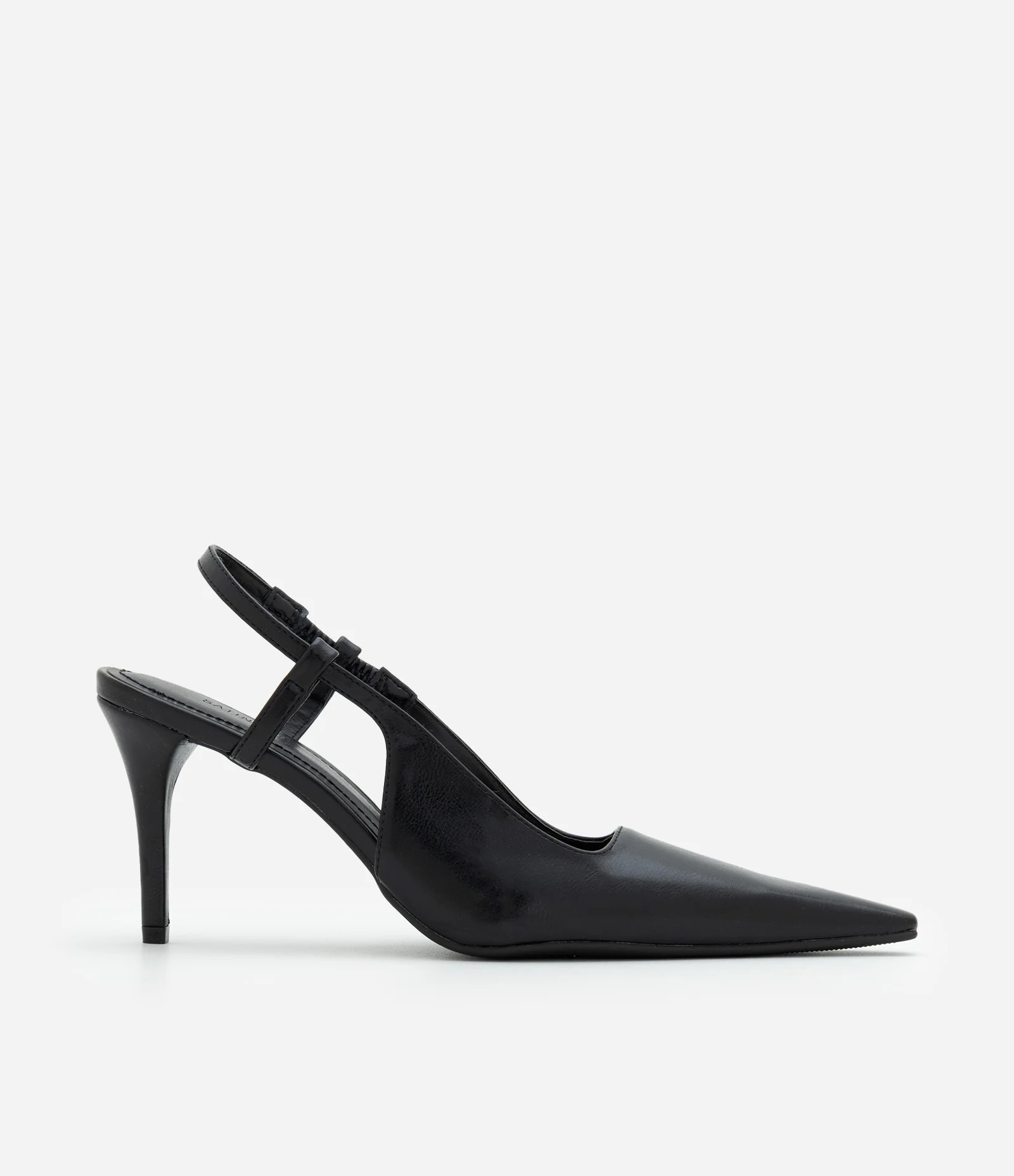Sapato Slingback com Bico Alongado Preto 1