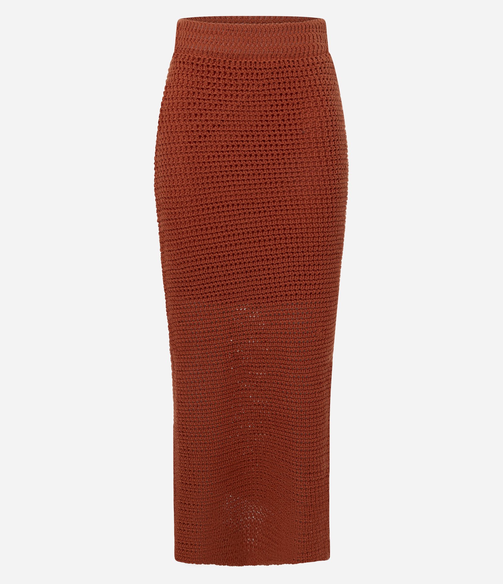 Saia Midi em Tricô com Ponto Crochetado Laranja 6
