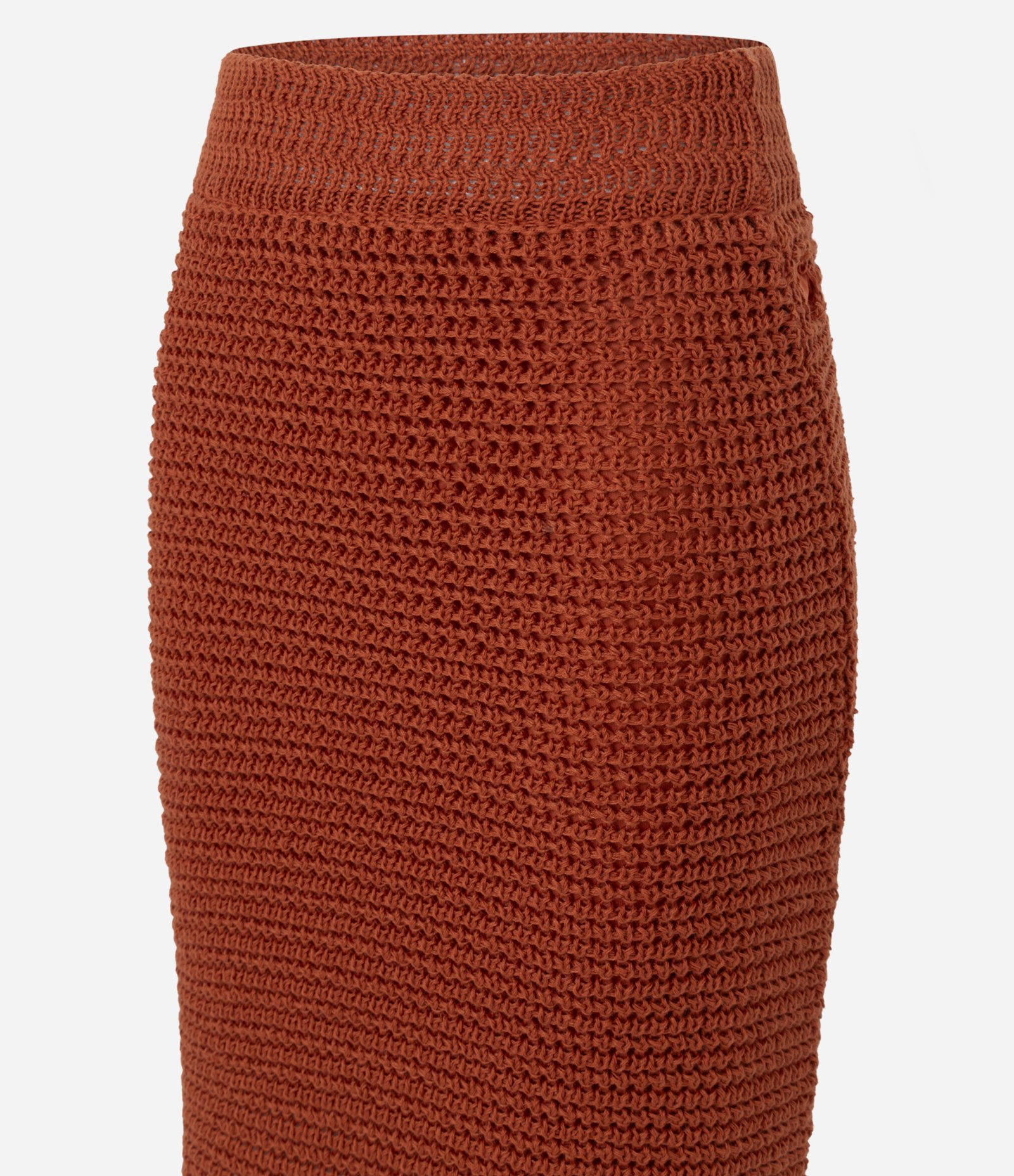 Saia Midi em Tricô com Ponto Crochetado Laranja 7