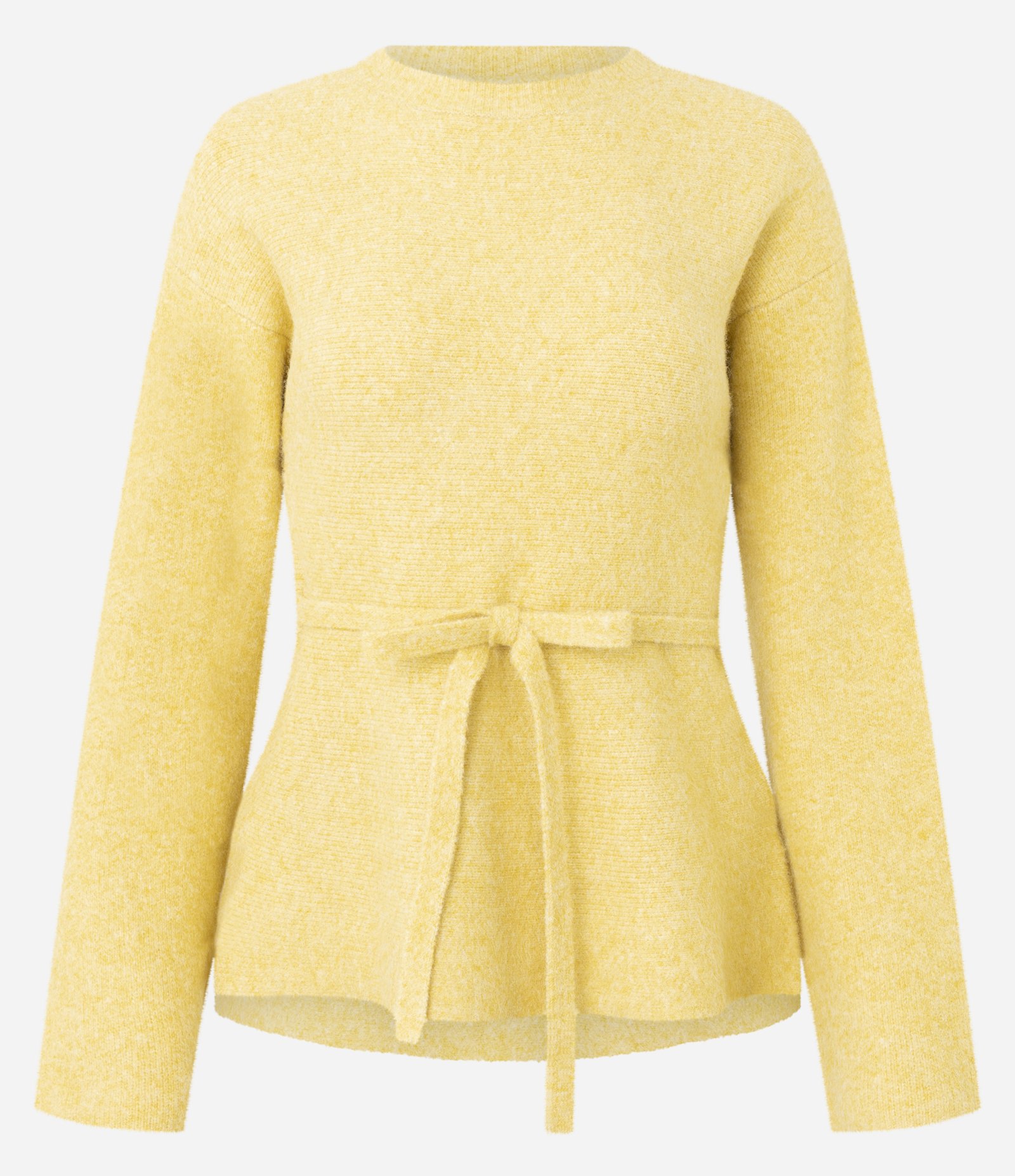 Suéter Regular em Tricô com Barra Peplum Amarelo 1