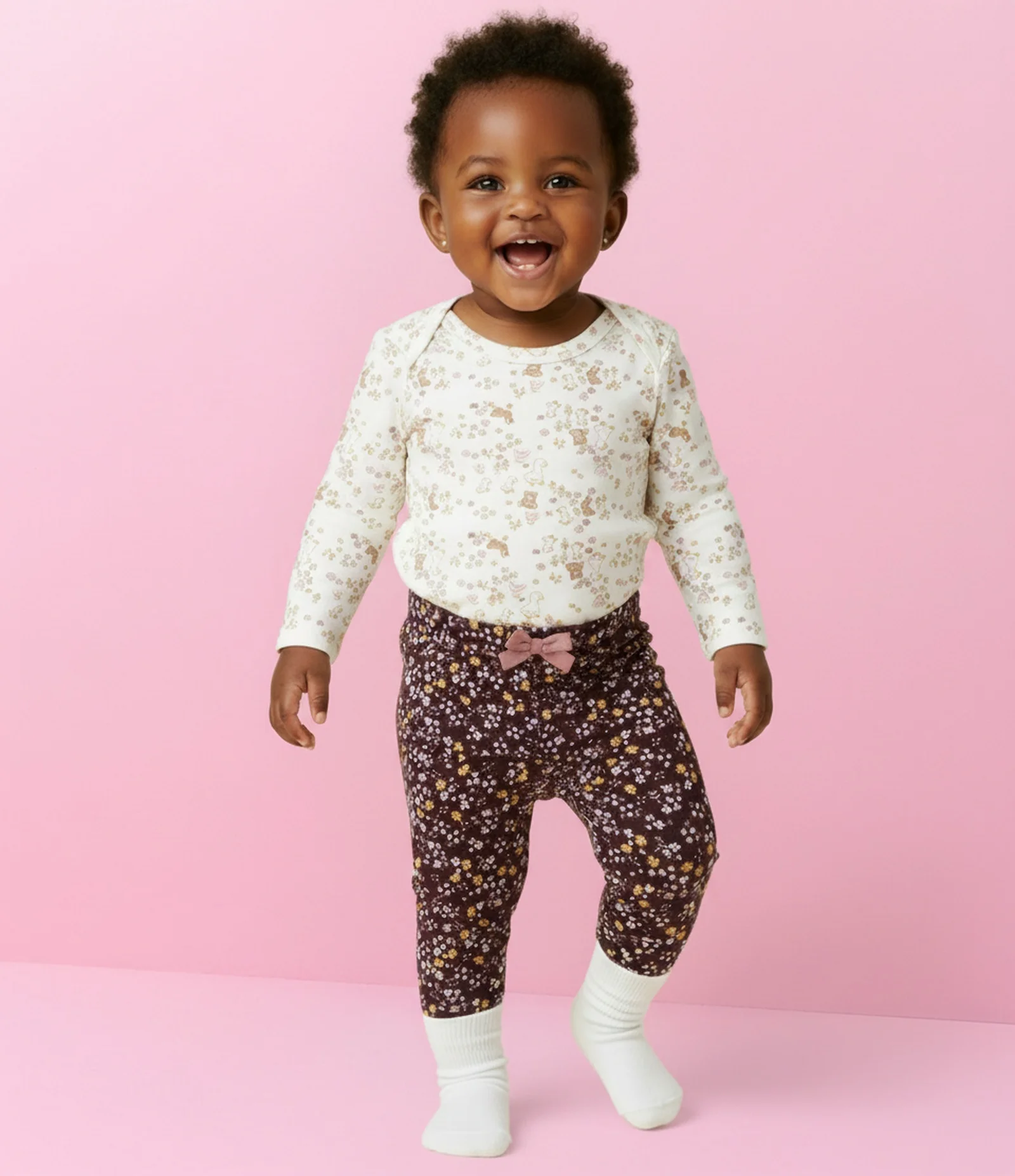 Legging Infantil com Estampa Floral Liberty – Tam 0 a 18 Meses Vinho Escuro 1