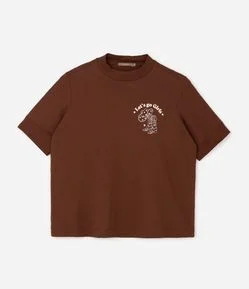 Camiseta Meia Malha com Estampa Let’s Go Girls Curve & Plus Size