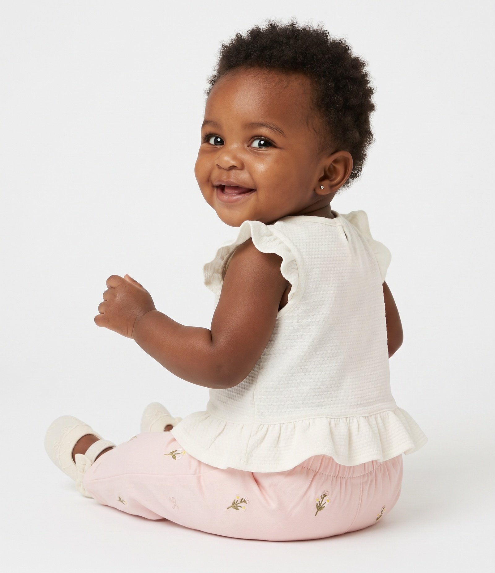 Blusa Infantil com Babados e Laços Aplicados – Tam 0 a 18 Meses Branco 10