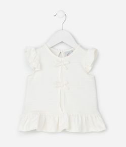 Blusa Infantil com Babados e Laços Aplicados – Tam 0 a 18 Meses