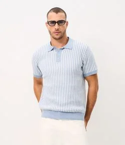 Polo Tricô Listrada Vertical Bicolor