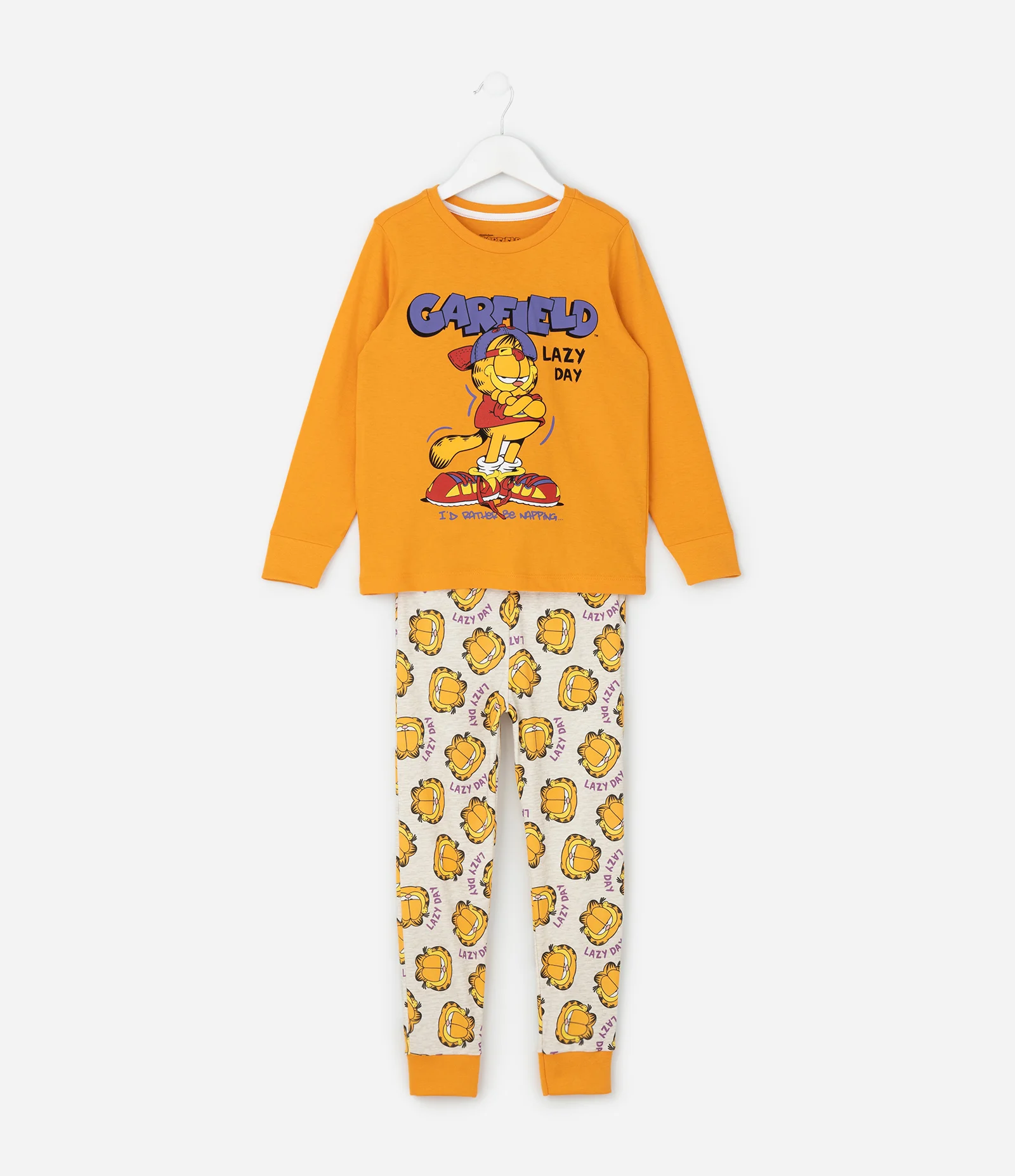 Pijama Infantil Manga Longa com Estampa Garfield – Tam 5 a 14 Laranja 1