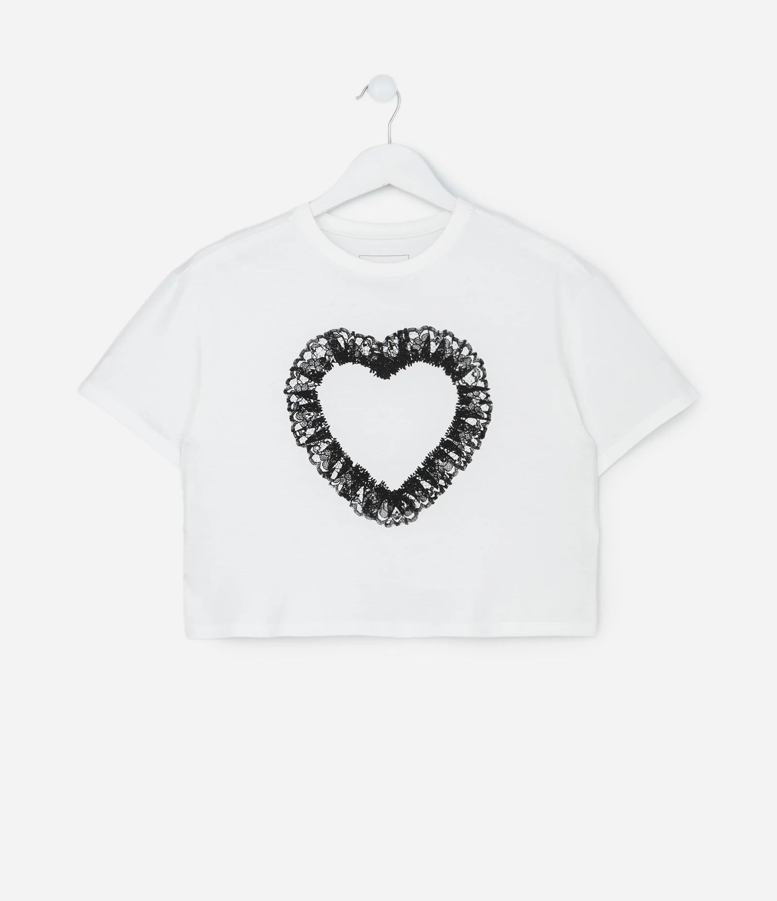 Camiseta Infantil Relaxed com Estampa de Coração – Tam 5 a 14 Anos Branco 1