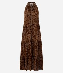 Vestido Longo em Viscose com Estampa Animal Print