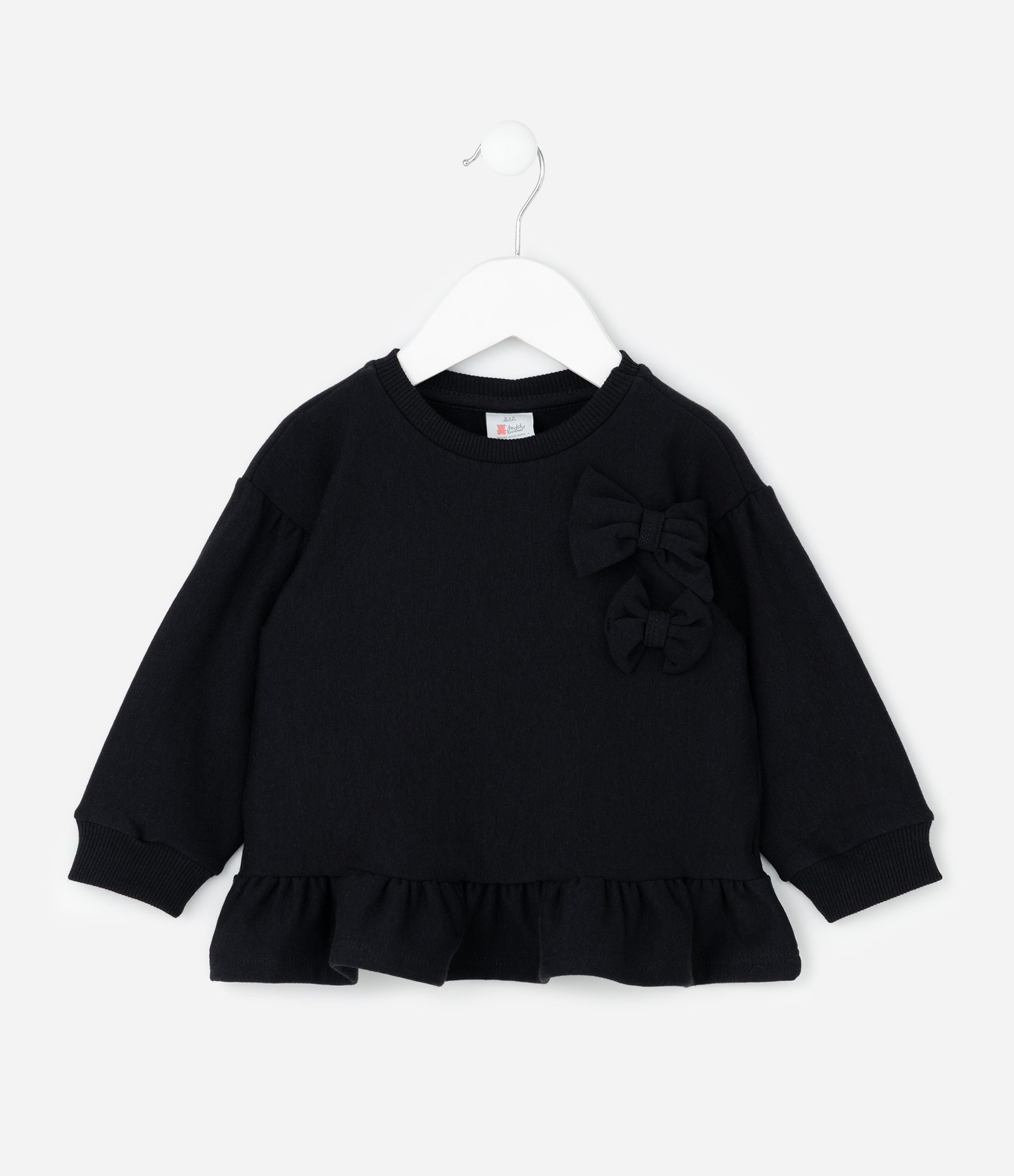 Casaco Infantil com Laços Aplicados – Tam 3 a 18 Meses Preto 1