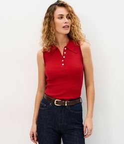 Blusa Regular em Tricô com Viés Contrastantes