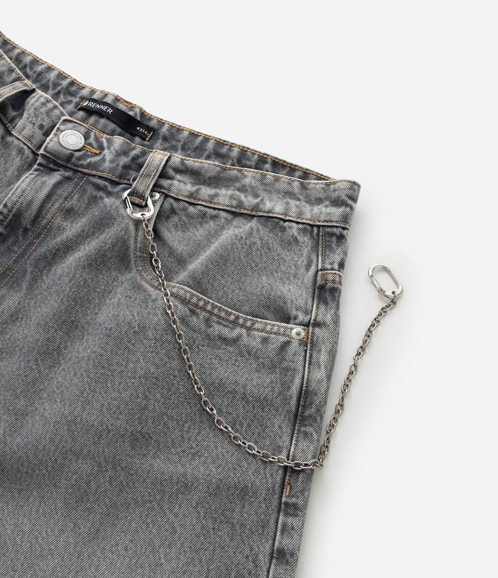 Calça Baggy Balloon em Jeans Denim Liso Cinza 7