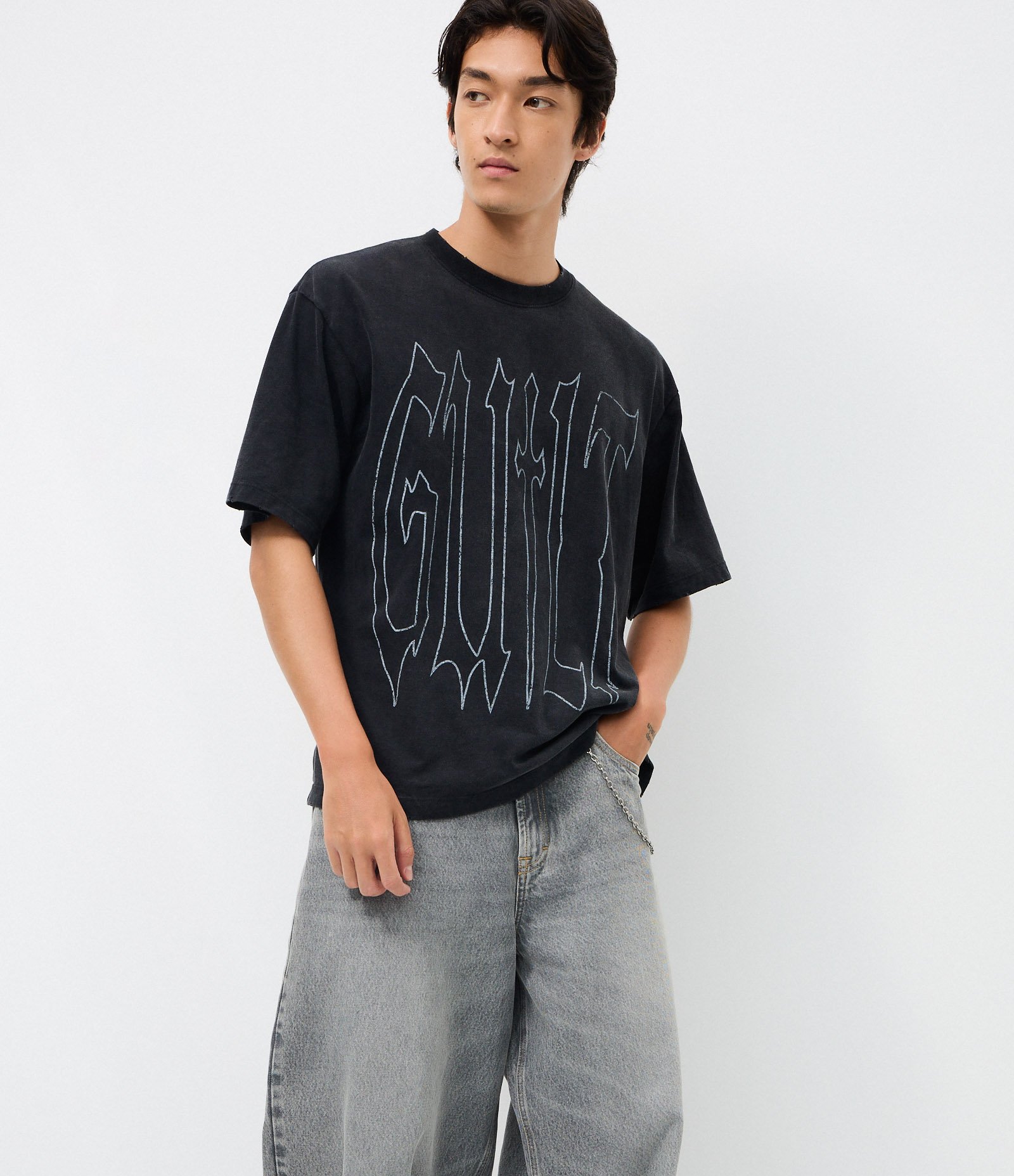 Calça Baggy Balloon em Jeans Denim Liso Cinza 4