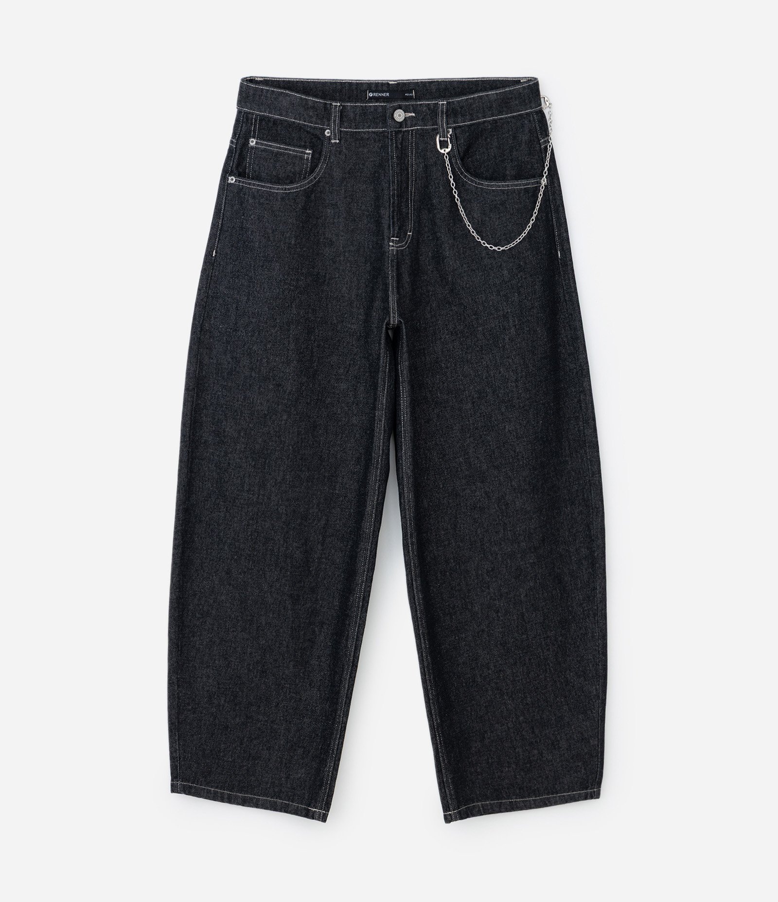 Calça Baggy Balloon em Jeans Denim Liso Azul 5