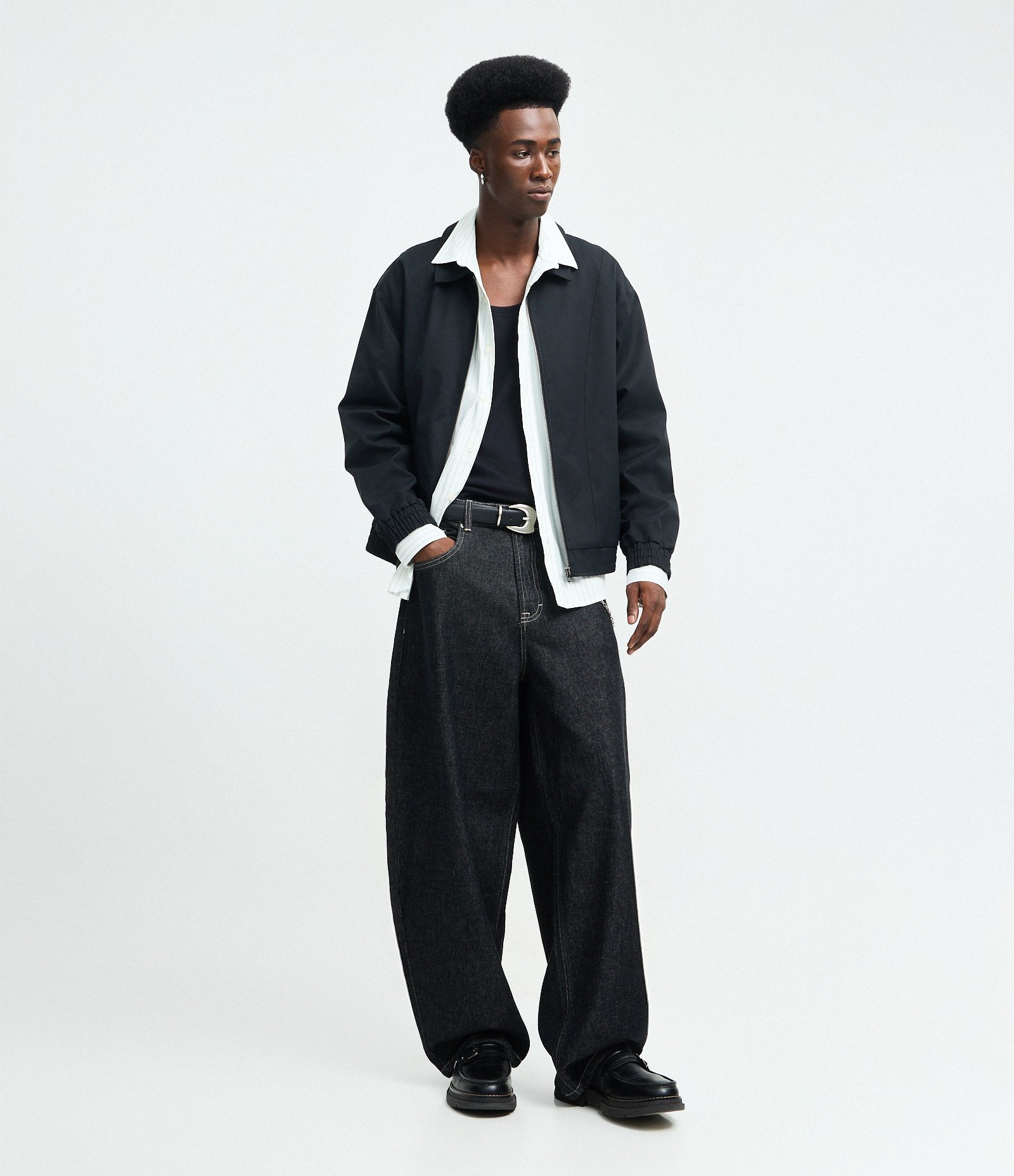 Calça Baggy Balloon em Jeans Denim Liso Azul 1