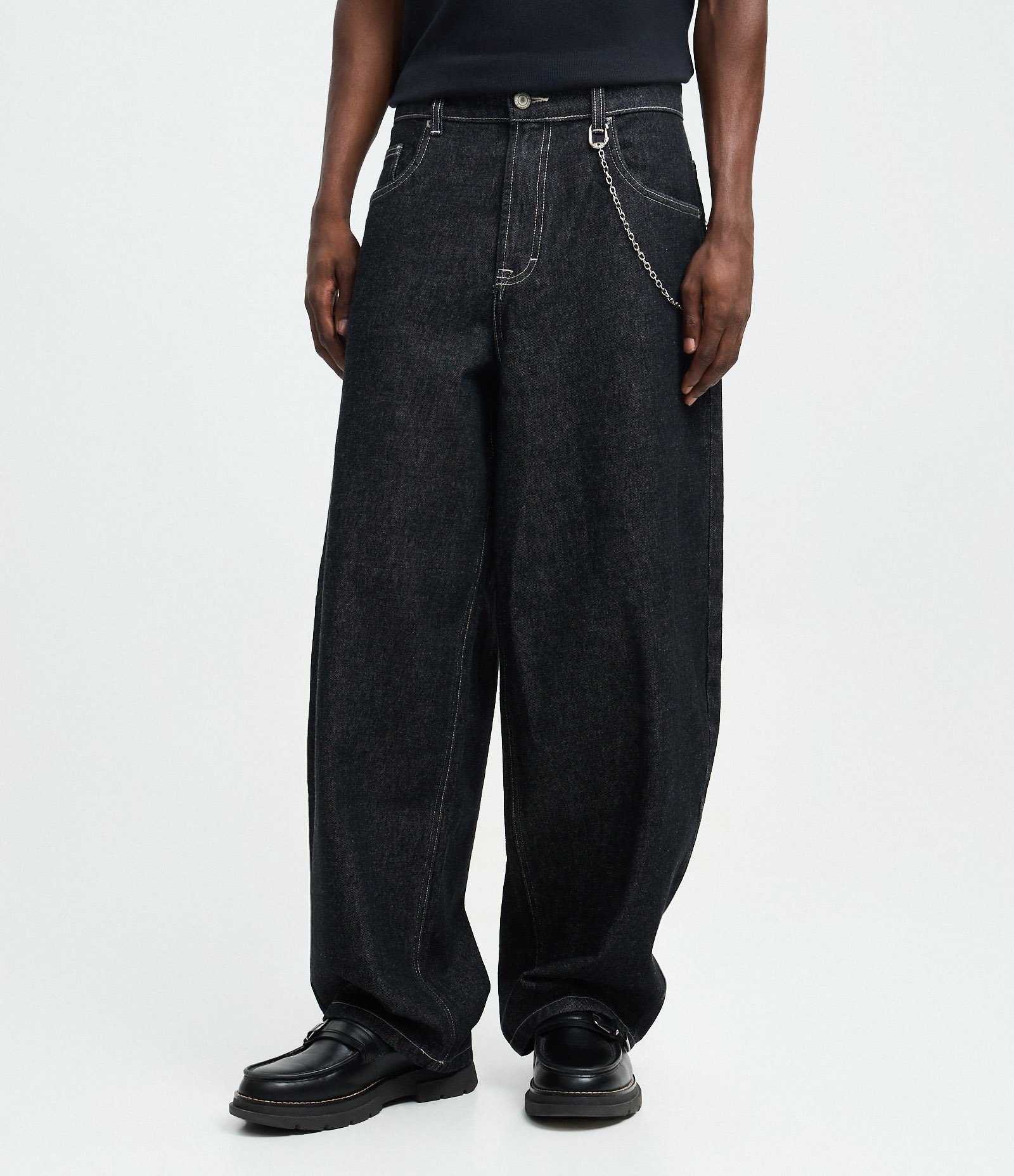 Calça Baggy Balloon em Jeans Denim Liso Azul 2