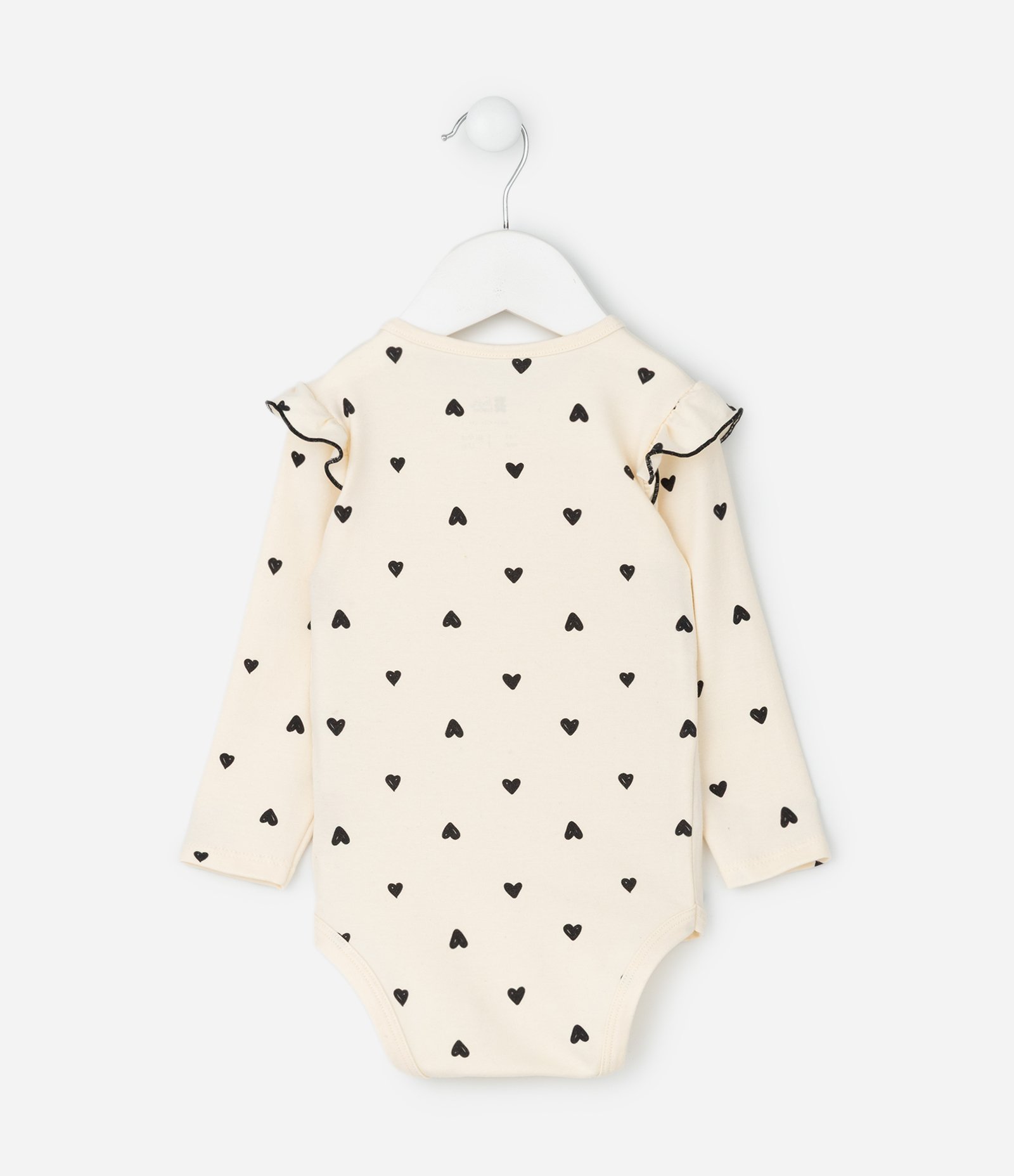 Body Infantil em Suedine com Babados e Corações – Tam 0 a 18 Meses Off White 3