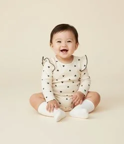 Body Infantil em Suedine com Babados e Corações – Tam 0 a 18 Meses